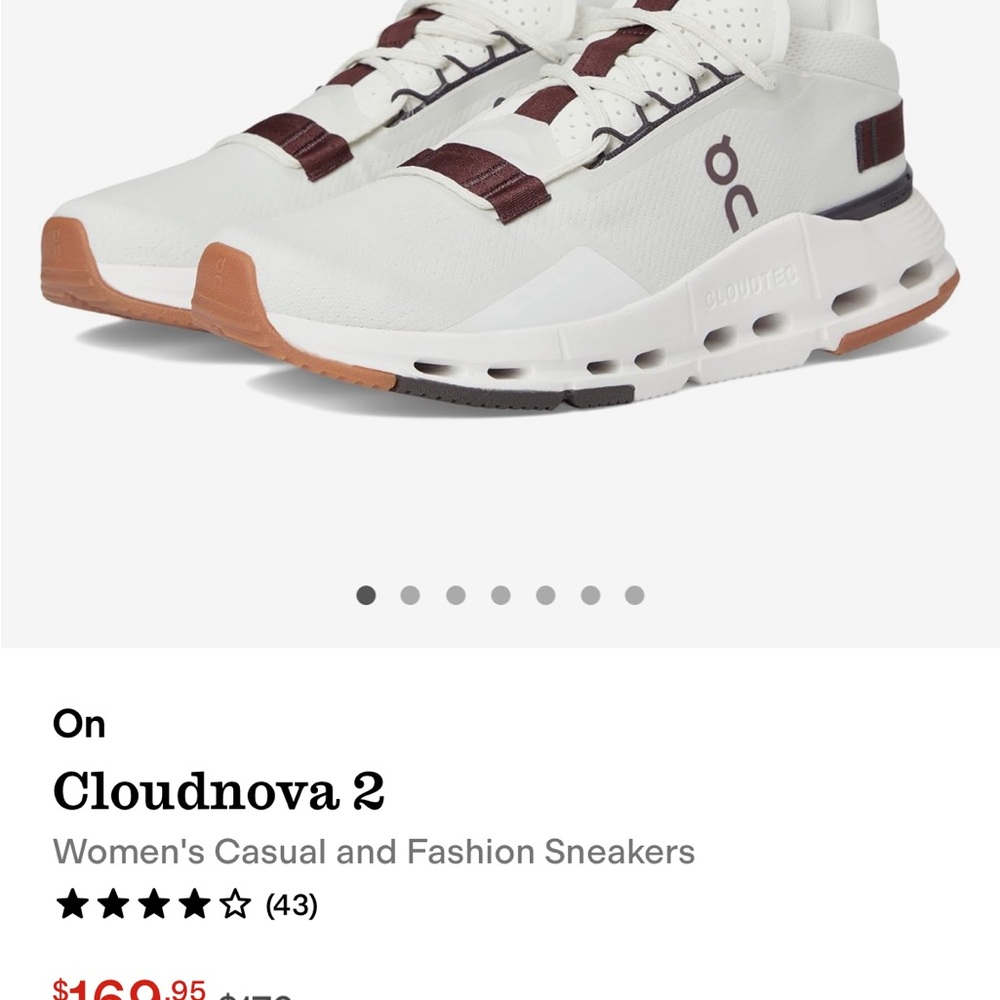 On Running Cloudnova 2 Sneakers | Ice / Mulberry | Women’s 7.5 | New